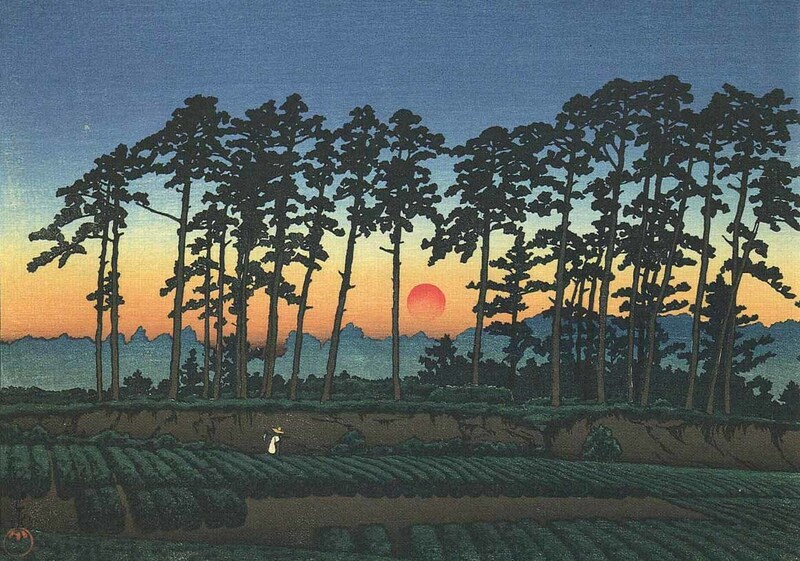 絵はがき / ポストカード（日本製）【世界の名画】川瀬巴水（東京二十景：池上市之倉（夕景））昭和3：1928年制作　迅速発送　未使用品