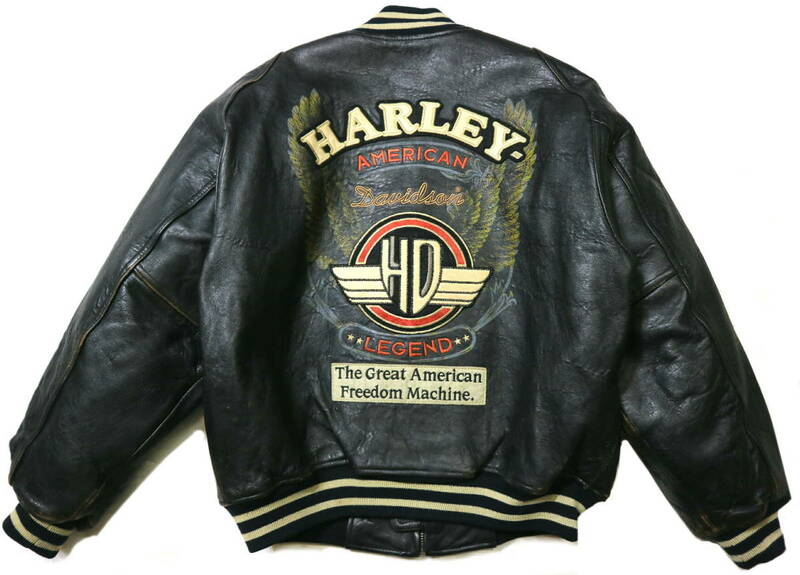 訳あり/良好！◆Harley Davidson ハーレーダビッドソン 羊革 MA-1タイプ レザージャケット◆Lサイズ（身長174-176センチ位）