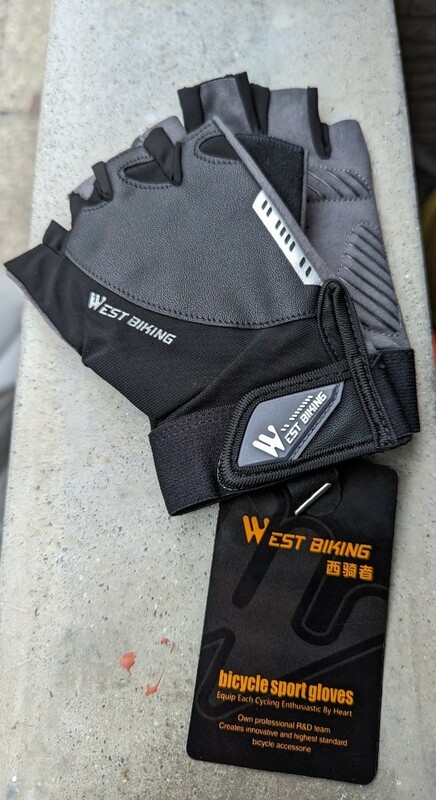 WESTBIKING/ウエストバイキング　Lサイズ　サイクリングハーフフィンガーグローブ　Lサイズ　ブラック＆ブラウン　手袋　