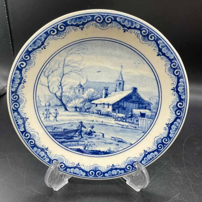 お値下げ！オランダ　デルフト焼　絵皿 飾り皿 プレート 風景皿　16544A