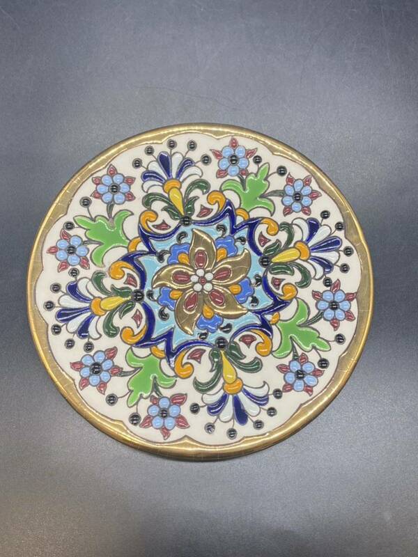 お値下げ！スペイン　セビリア焼き　プレート 　直径16.5cm　飾り皿 古美術 インテリア　16545 