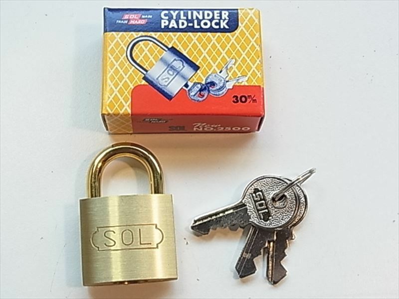 送料無料 南京錠 sol MARK TRADE CYLINDER PAD LOCK 30mm 真鍮 未使用品長期保存