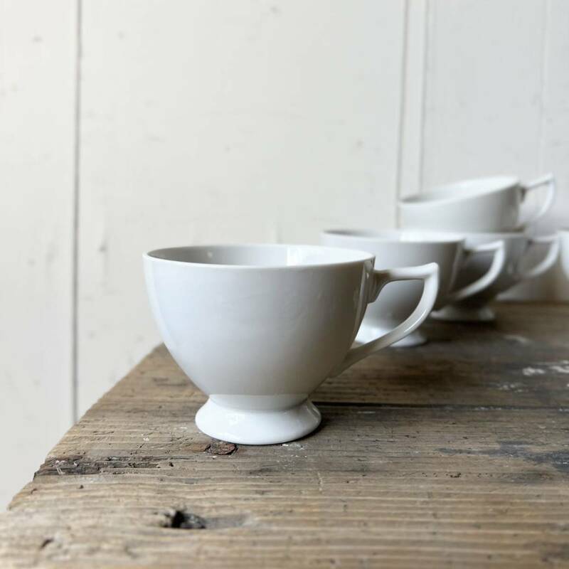 5個set 古いコーヒーカップ デッドストック 白磁 陶器 検: コーヒー 珈琲 ティーカップ デザートカップ レトロ ビンテージ アンティーク