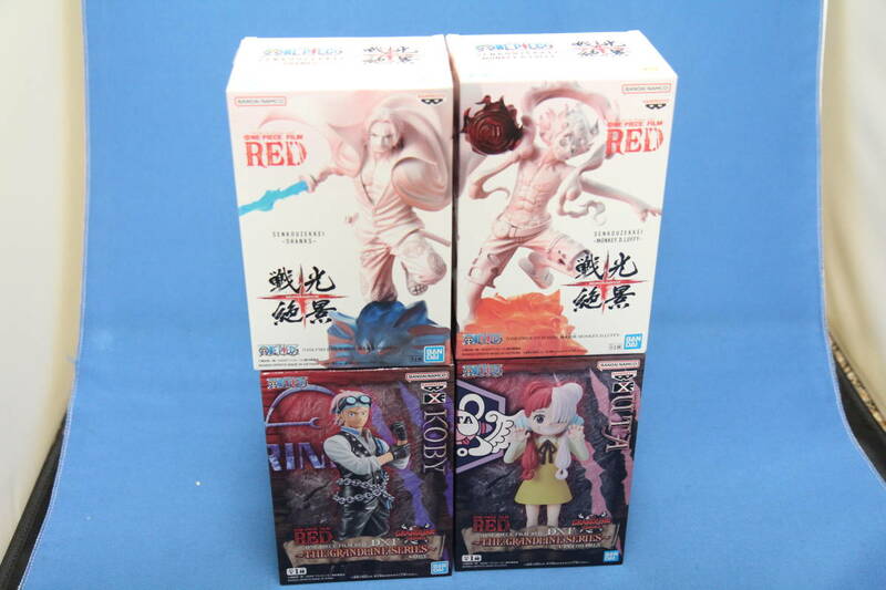 『ONE PIECE FILM RED』 ワンピース （シャンクス＆ルフィ＆ウタ＆コビー） フィギュア４体セット★中古（未開封）