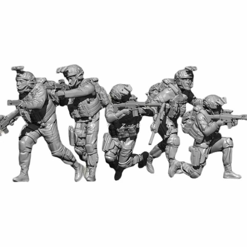 ■ 1/35 兵士 ソルジャー 5名セット 樹脂 模型 ジオラマ セット ■ 未塗装 未組み立て レジン フィギュア エクステリア 1/35 G143