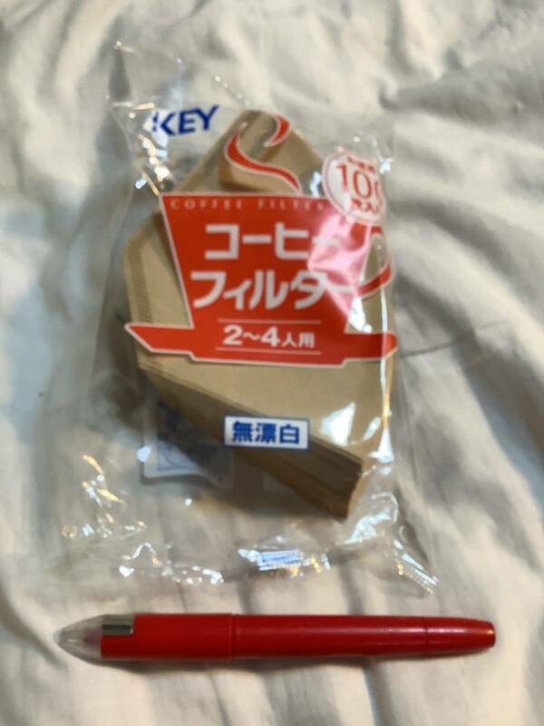 珈琲フィルター　100枚入　1袋　無漂白　KEY 仕入除500円超10％オマケ　送料別1-2-3出品　在庫6 開封し包み直す　UCC別出　key余裕同包向