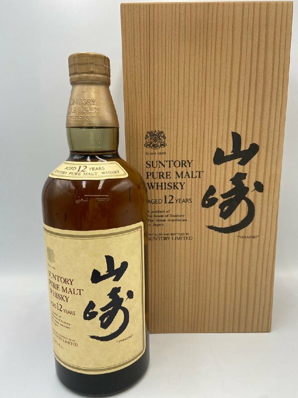 ST【同梱不可】 サントリー 山崎12年 向獅子ラベル 750ml 43% 木箱付き 未開栓 古酒 Z036765