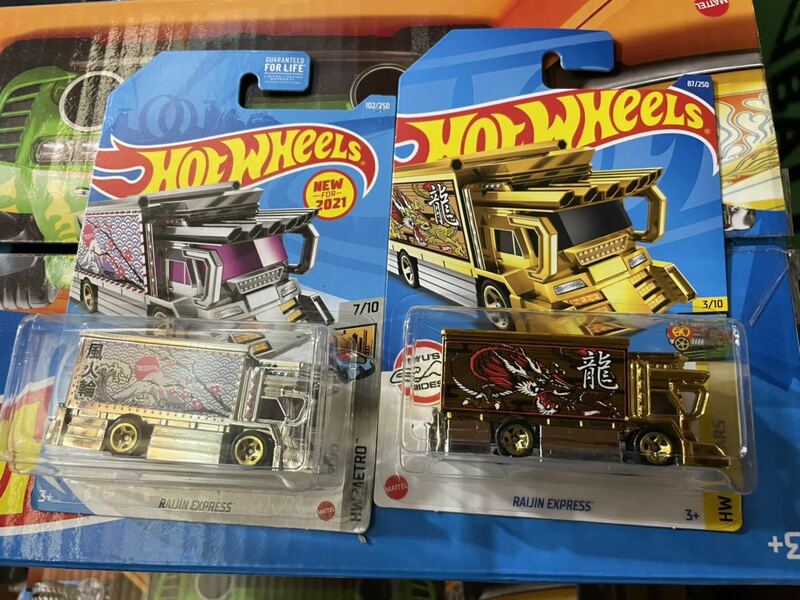 送料込2台セット ライジン エクスプレス RAIJIN EXPRESS HW METRO トラック野郎 デコトラ ホットウィール HOT WHEELS us カード　日本