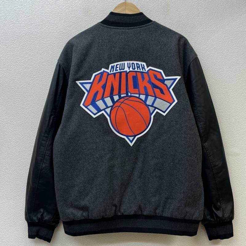 古着 JH Design リバーシブル NEW YORK KNICKS ロゴ キルティング ウール レザー スタジャン ジャケット、上着 ジャケット、上着 L