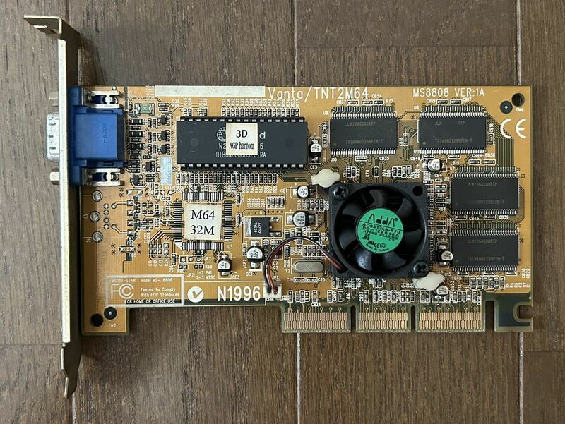 【MSI MS8808】 NVIDIA Riva TNT2 M64 Vanta 32MB AGP 長期保管品