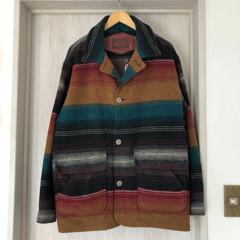 (k) 90s 90年代 woolrich ウールリッチ ネイティブ柄 ラグジャケット USA製 コンチョボタン サイズM 茶系