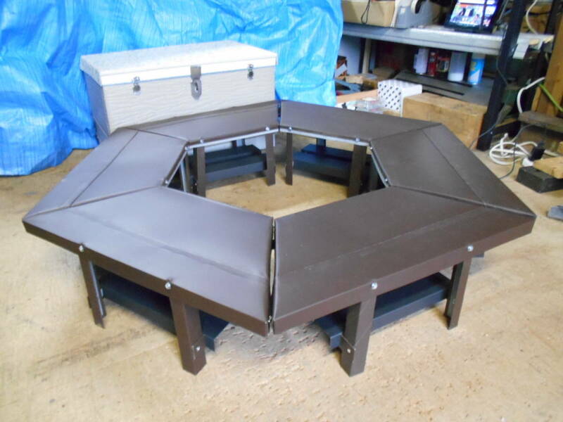 ヘキサテーブル 収納ボックス セット 6角/焚き火テーブル テント内使用 ステンレス ガルバ 折畳み 軽量 クリップ接続 座れる収納庫 自作
