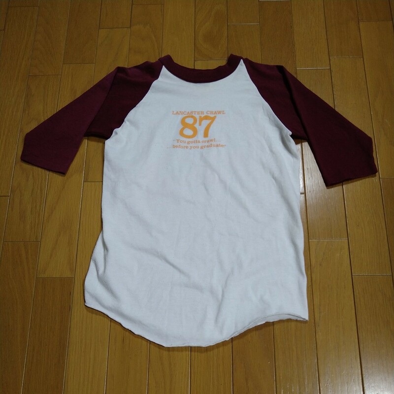 SHIPS ラグラン Tシャツ 五分袖 Woman's Sサイズ 白/ワインレッド