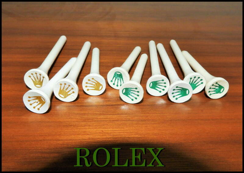 ROLEX ゴルフティー 10本セット ロレックス 木製 ウッド ロングティー ショートティー 白 ゴールド シルバー レア 非売品