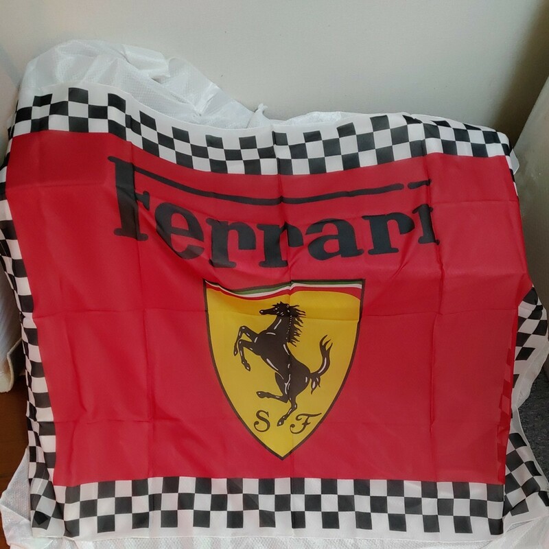 ①フェラーリ　ferrari　跳馬ロゴバナー　フラッグ　旗　大きいサイズ　135×110　0118-tnbkr-SA5