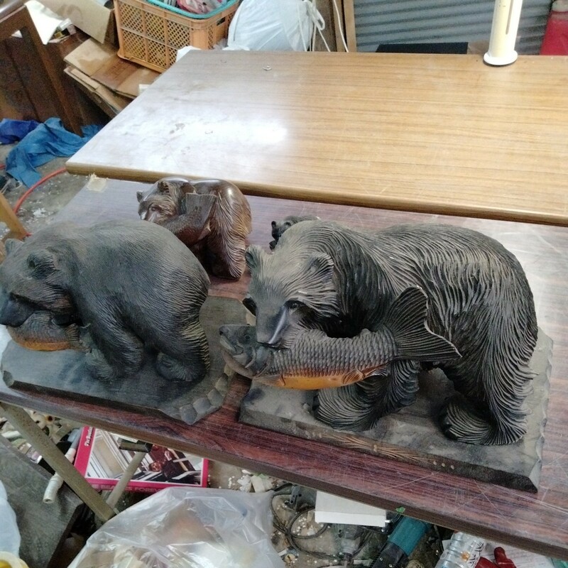 木彫り 熊 置物 北海道 民芸品 オブジェ インテリア クマ お土産 くま　5個まとめ売り