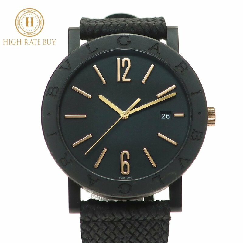 【極美品】BVLGARI ブルガリ ブルガリブルガリ ソロテンポ 102929 デイト ステンレススチール 自動巻き ブラック文字盤 黒 メンズ 腕時計