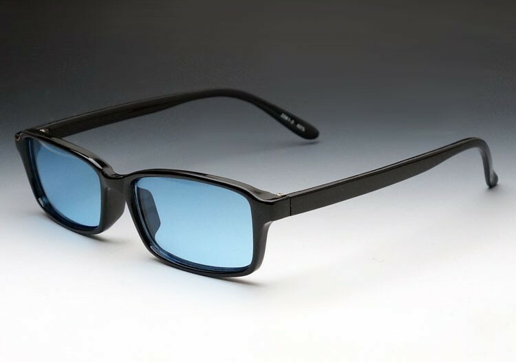 シンプル 細め スクエア タイプ サングラス 黒 ブラック UVカット ブルー 新品