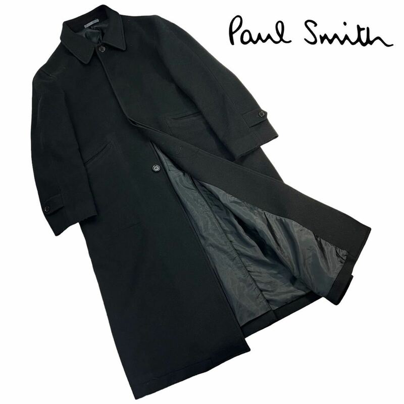 美品 Paul Smith LONDON ポールスミス ロンドン ロングステンカラーコート サイズM ブラック 上質ウール 後ろ裾部分ほつれ有 人気 A3068