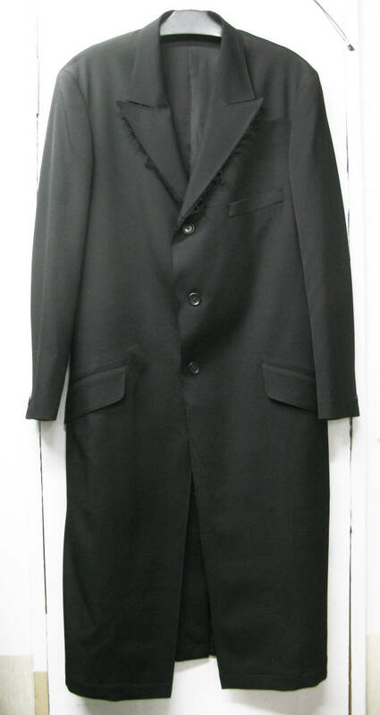 Yohji Yamamoto 23SS GABARDINE DOUBLE BODY PEAKED LONG JACKET BLACK ヨウジヤマモト プールオム 23SS 二重襟 ギャバ ロング ジャケット