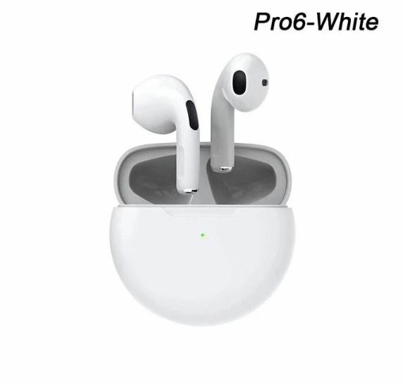 送料無料　未使用品　TWS PRO6 Bluetooth ワイヤレスイヤホン　ブルートゥース ヘッドセット マイク内蔵 white ホワイト　白