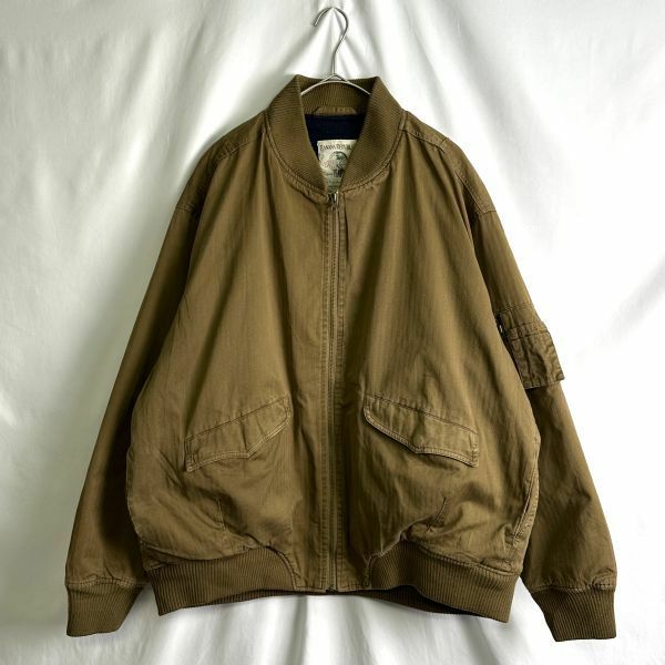 80s 香港製 BANANA REPUBLIC TRAVEL SAFARI デザイン ボンバー ジャケット XL フェイクレイヤード メルトンウール トラベル サファリ 90s