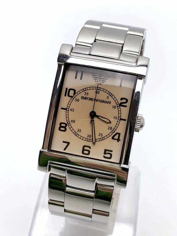 T871 美品 EMPORIO ARMANI エンポリオ アルマーニ 腕時計 クォーツ AR-0218 スクエア 稼働