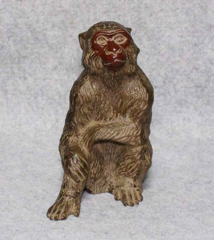 金属工芸◆猿　置物　ブロンズ像◆サル　bronze monkey 20cm