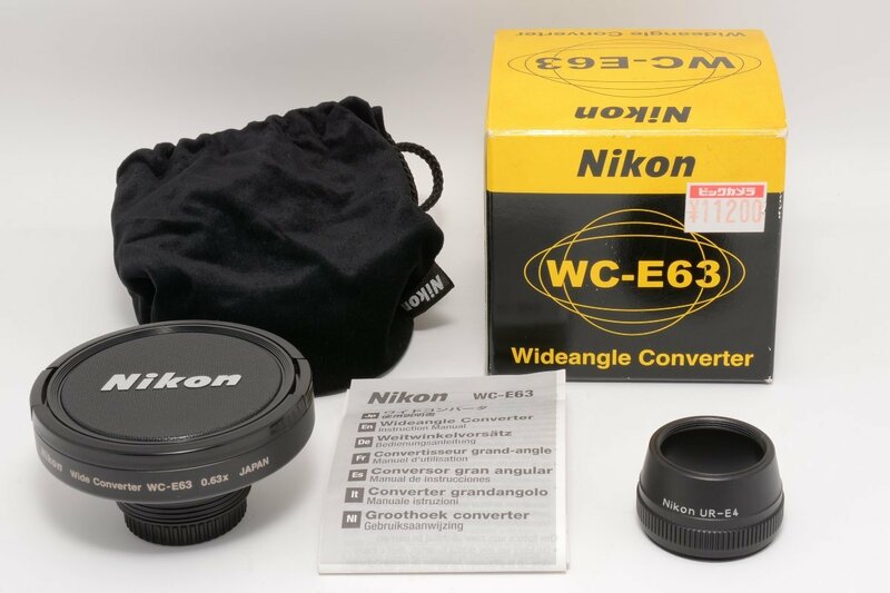【良品】Nikon Wideangle Converter WC-E63 ニコン ワイドアングルコンバーター + 純正ステップダウンアダプターリング (ER-E4) 付属 #402