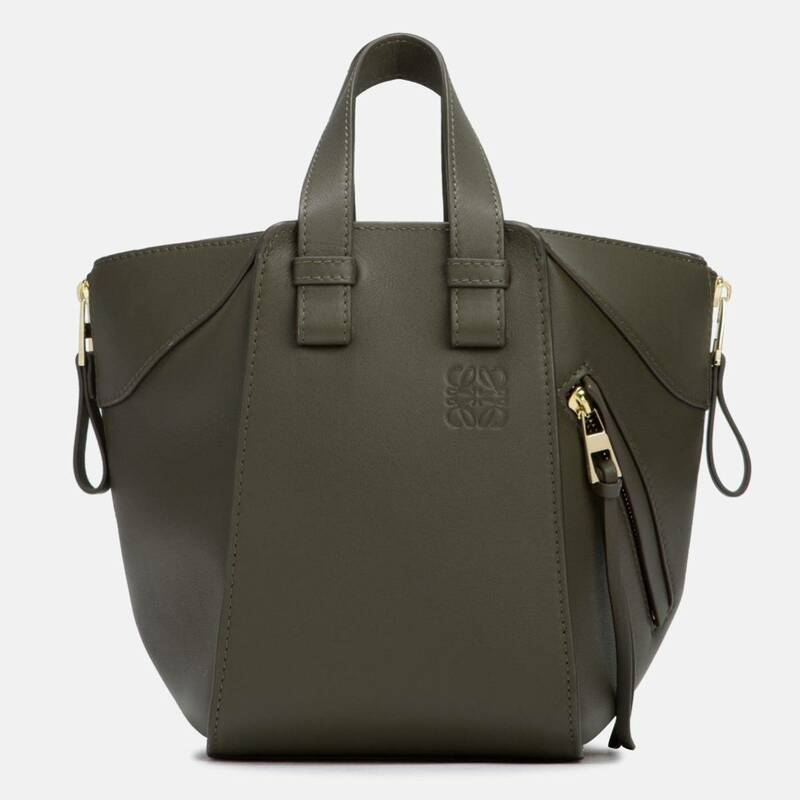 新品正規品 定価39万円 LOEWE ロエベ ハンモックバッグ コンパクト クラシックカーフ ダークカーキ ハンドバッグ ショルダーバッグ