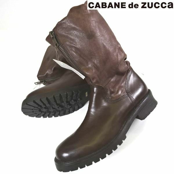 新品訳 定価5.77万 CABANE de ZUCCa カバンドズッカ 本牛革 レザー ブーツ 靴 M 26cm 茶 ブラウン メンズ 男性 紳士用