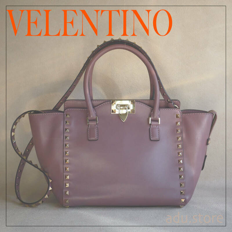 美品★ ヴァレンティノ ガラバーニ valentino garavani ロックスタッズ 2way トート ハンドバッグ ショルダーバッグ ブランドレディース5◆