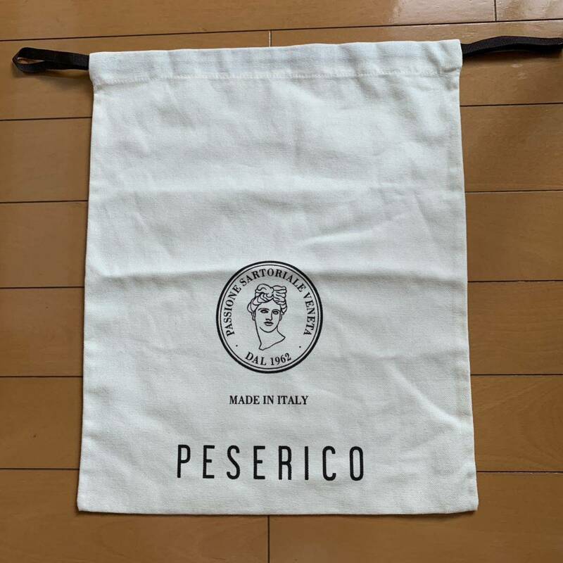 PESERICO ペゼリコ Italy 巾着袋 白 レディース 男女兼用 ショッパー 布製 マチ無し 小物入れ ホワイト 体操着入れ ショップ袋 バッグ 入園