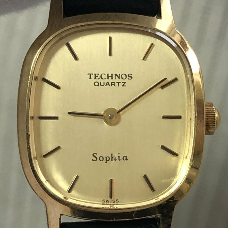 電池交換済 TECHNOS SOPHIA ラクノス ソフィア エタ機 ETA 977.001 ゴールド ドレス レディース クオーツ 腕時計 IW401BT06TCN//