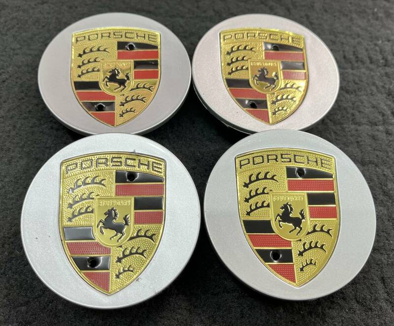 ポルシェ 純正ホイールセンターキャップ 65mm シルバー 新品 4個セット 2015-2018 Porsche Macan Center Cap 95B-601-150-A-88Z 