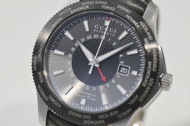 ●GUCCI グッチ 腕時計 G-TIMELESS Gタイムレス 自動巻き ブラック文字盤 YA126212 メンズ
