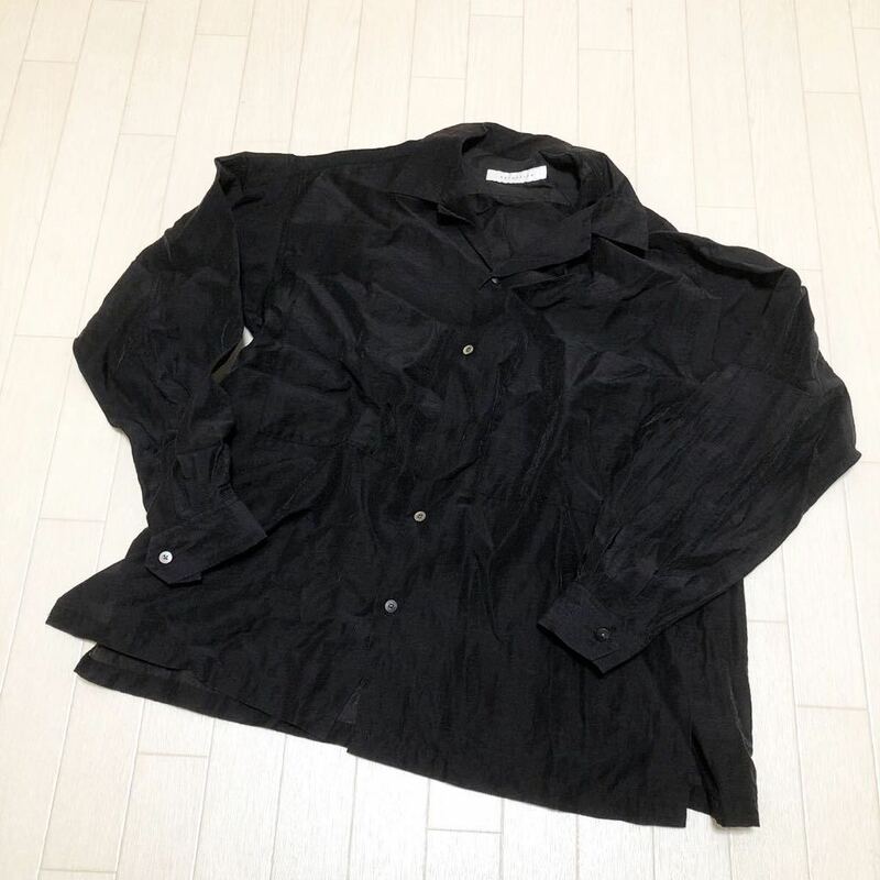和174★ ESTNATION エストネーション オープンカラー ボタンシャツ シアーシャツ L メンズ ブラック