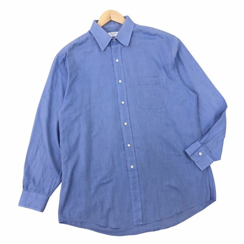m469-59 大きいサイズ BROOKS 346 ブルックスブラザーズ 長袖 シャツ ワイシャツ カッターシャツ トップス 紳士 ブルー メンズ 16-33