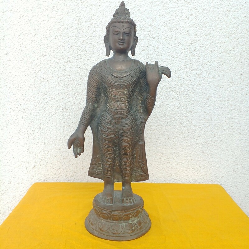 仏教美術 仏像 骨董品 銅製　立ち仏像