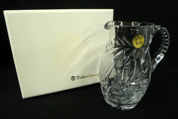 M413 ドイツ製 クリスタルガラス ピッチャー 水差し 花瓶 フラワー ベース 置物 飾り物/80