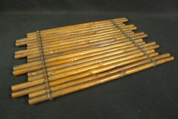 M412 天然木製 竹細工 斑竹 筏形花器 敷板 花台 和風 華道具 茶道具 工芸品/80