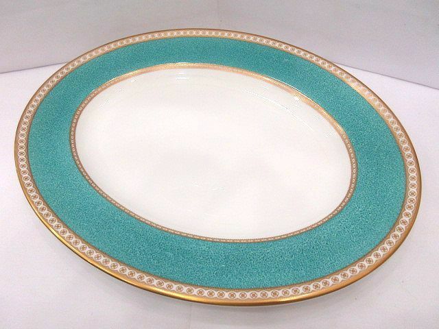 ☆Wedgwood ウェッジウッド ユーランダー パウダー ターコイズ オーバルプレート 大皿 楕円形 1枚 中古 訳あり品☆