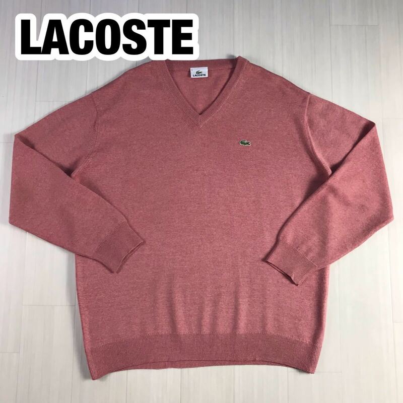 LACOSTE ラコステ ニットセーター 5 レッド ホワイト 霜降り ワニ