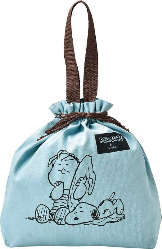 スヌーピー　巾着型 トートバッグ　（ライトブルー）　スヌーピー＆ライナス　2WAY 巾着　バッグ