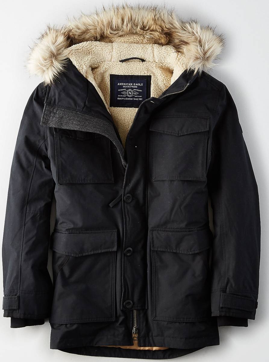 * AE アメリカンイーグル AEO Expedition Parka Jacket エクスペディション ダウンジャケット フードジャケット L / Black *