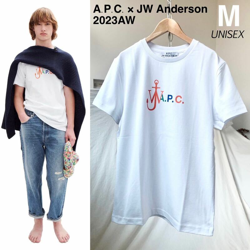 M 新品 2023AW A.P.C. アーペーセー X JW ANDERSON アンダーソン コラボ ロゴ Anchor Tシャツ 定2.2万 ホワイト メンズ APC 送料無料