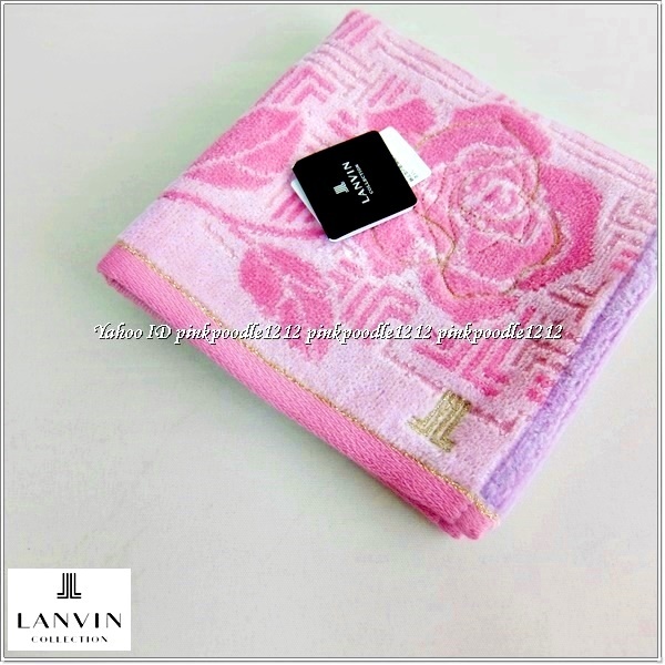 ◆ランバン タオルハンカチ 未使用◆JL 薔薇 ピンク ◆ 