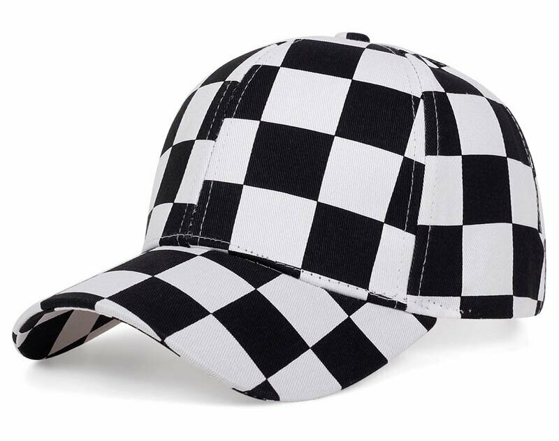 新品 キャップ チェッカーフラッグ 市松模様 682 帽子 野球帽 白黒 ホワイト ブラック レーサー F1パイロット メンズ レディース スポーツ