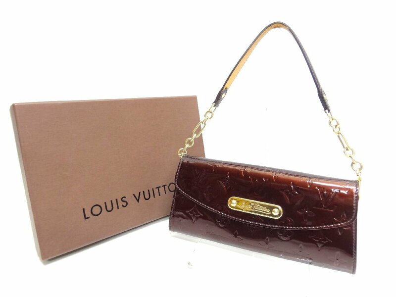 ルイヴィトン ヴェルニ サンセットブルーバード アマラント M93542 ボルドー チェーンウォレット LOUIS VUITTON☆●Ｐ