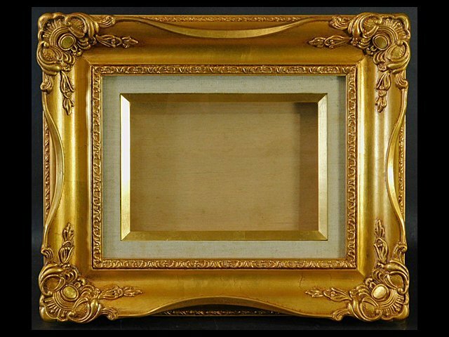 空額 額縁 木製 装飾 金彩(ゴールド)油彩額 SM(サムホール)アクリル面 専用紙箱 中古品 OK4828